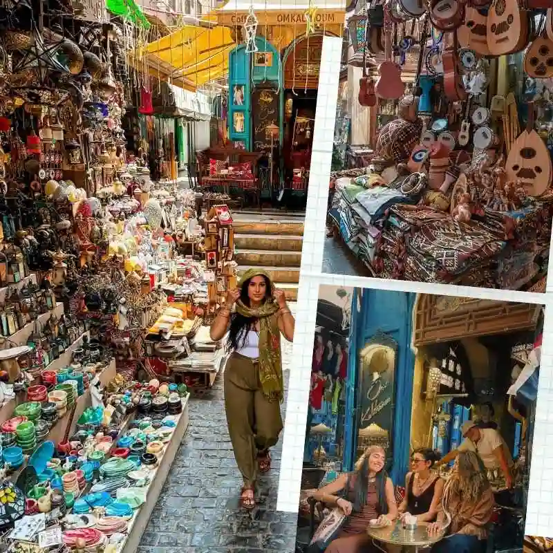 Explore the bustling Khan el-Khalili markets in Old Cairo